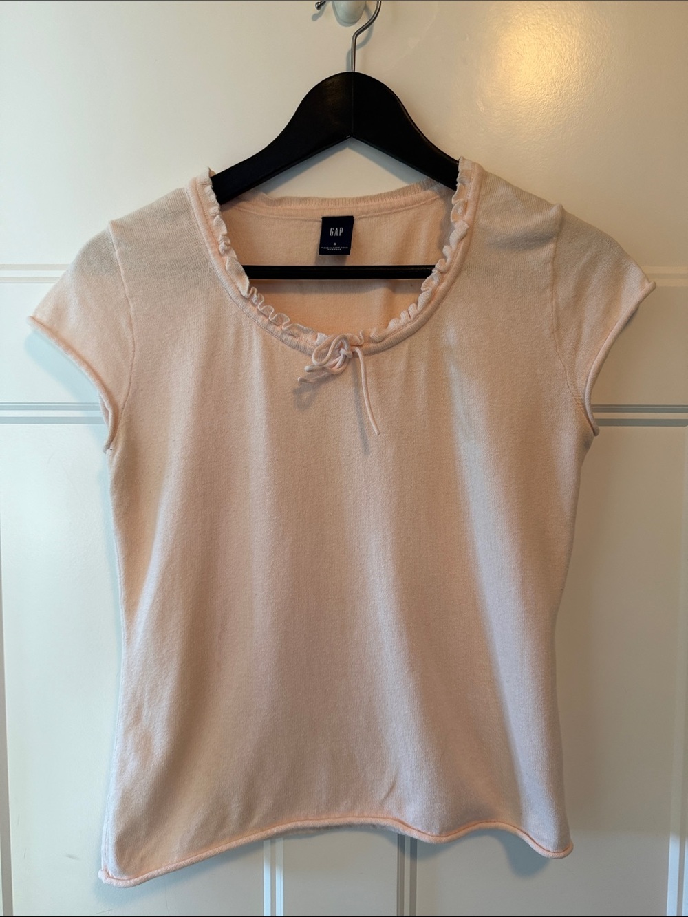GAP Light Pink Ruffle-Trim Short Sleeve Sweater Tee
